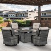 POCASSY Patio Furniture Set with 30" Propane Fire Pit Table, Patio Swivel Rocking Glider Chairs Set of 4 with PE Wicker and Square Firepit Table - 2 of 4