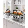 GustoWave 9 Qt. Rectangular Stainless Steel Chafing Dish Buffet Server with Visible Roll Top & 2 Half-Size Pans - 3 of 4