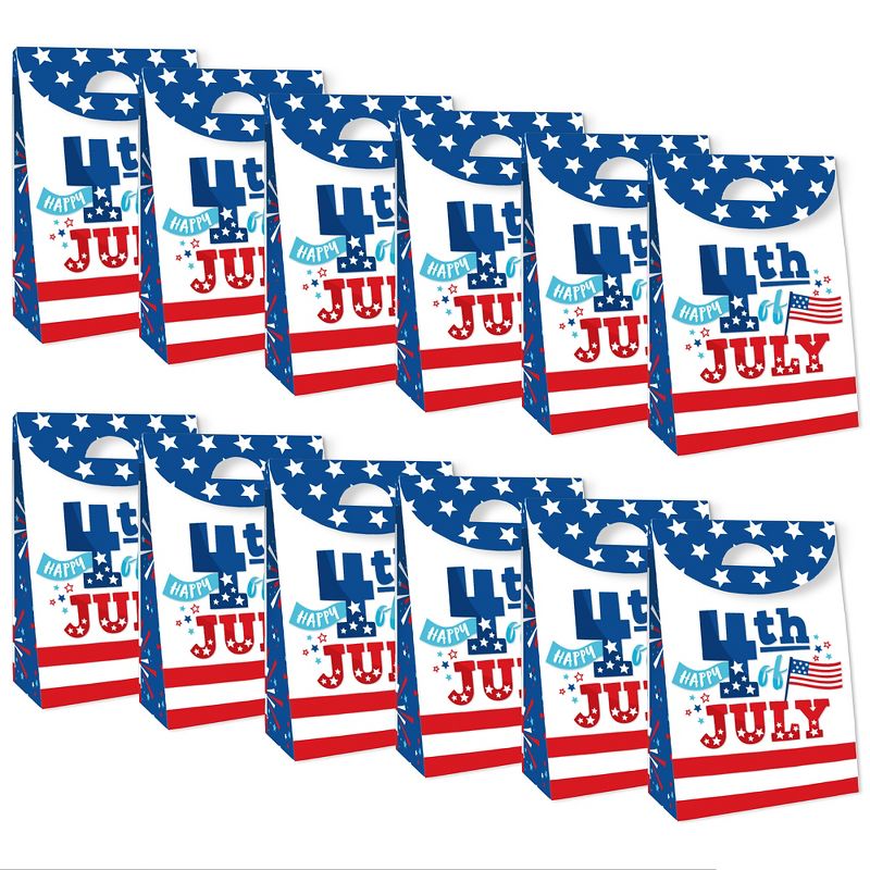 Big Dot of Happiness Firecracker 4th of July - Red, White and Royal Blue Gift Favor Bags - Party Goodie Boxes - Set of 12, 6 of 10