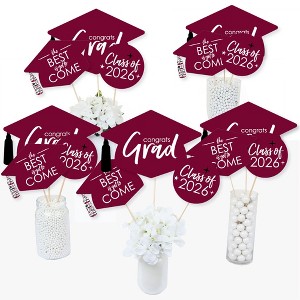 Big Dot of Happiness Maroon 2026 Graduation Party Centerpiece Sticks - Table Toppers - Set of 15 - 1 of 4