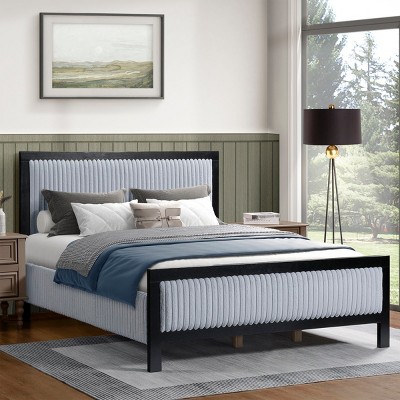 Black Upholstered Bed Frame With Fluffy Soft Headboard Best Bed Frames Queen King Size Bed Frame To Choose From-Cuddlewood