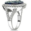 EVERLY JEWELRY | Sterling Silver w/ 3-1/2 CT TGW 17x12mm Oval Blue Color Druzy Gemstone Fashion Ring - 2 of 4