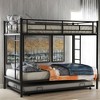 Twin Over Twin Bunk Bed with Trundle, Metal Bunkbeds with Ladder and Guardrail, Convertible Bunkbed Frame for 3 Kid, No Box Spring Needed - 2 of 4