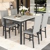 Hooseng 5-Piece Dining Room Table and Chairs Set for 4, Modern Faux Marble Kitchen Table Set with 4 PU Leather Chairs for Small Space, Apartment, Gray - 4 of 4