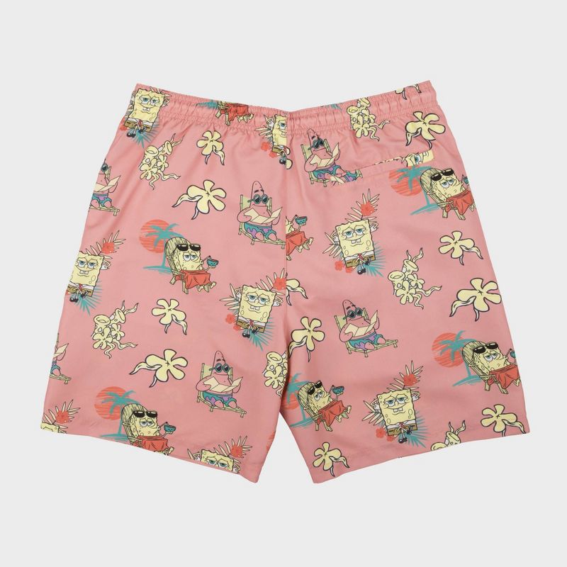 Men's SpongeBob 8.5" Elastic Waist Swim Shorts - Pink, 2 of 6