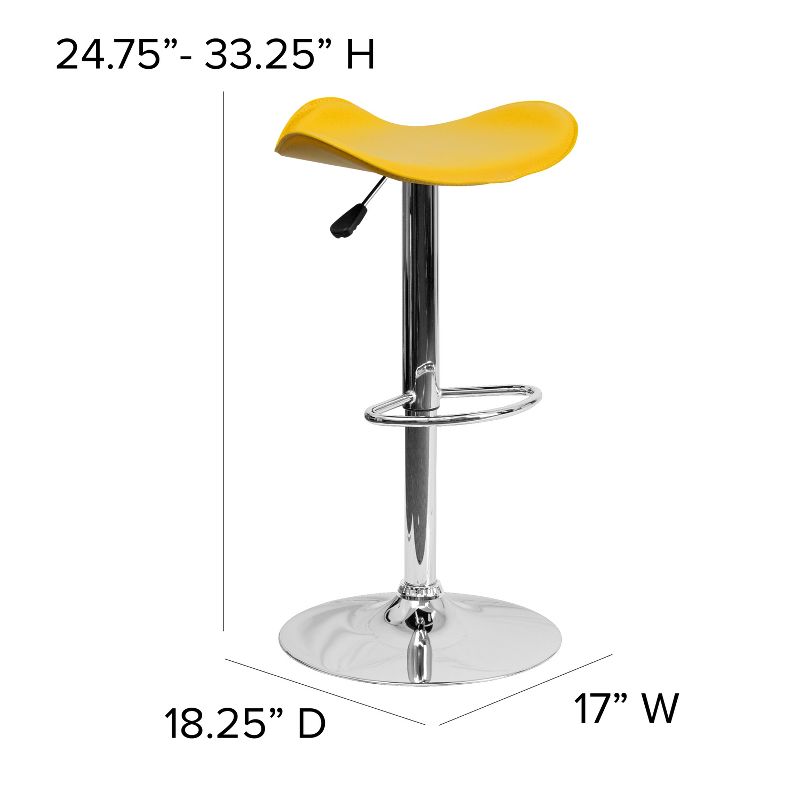 Flash Furniture Contemporary Vinyl Adjustable Height Barstool with Wavy Seat and Chrome Base, 4 of 11