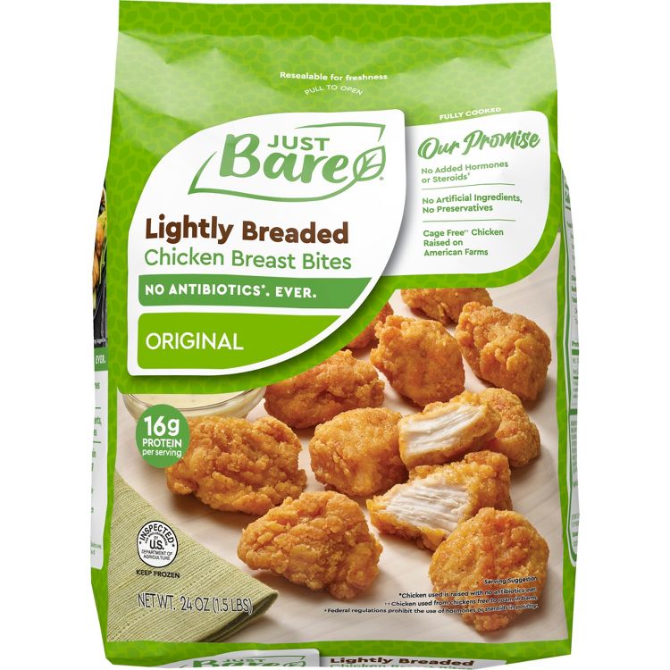 Just Bare Lightly Breaded Chicken Breast Bites - Frozen - 24oz, 1 of 7
