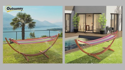 Cream White Cotton Hammock with Bentwood Stand for Indoor/Outdoor Use