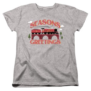 Women's Harry Potter Seasons Greetings Christmas Hogwarts Express T-Shirt - 1 of 4