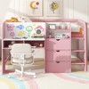 JUJABU Full Size Low Loft Bed with Desk, Cabinets, Bookshelves & Graffiti Whiteboard - 3 of 4