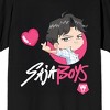 KPop Demon Hunters Saju Boys Jinu Heart on Black Short Sleeve Adult T Shirt - 2 of 4