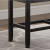 Vynxaria Pub Dining Bench Gray Linen-Cotton Upholstered Seat, Solid Hardwood Turned Legs, Nailhead Trim and Footrest - 2 of 4