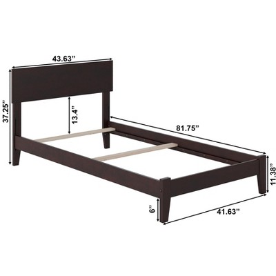 Orlando Dark Wood Twin Platform Bed with Headboard