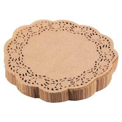 Juvale 250-Pack 9" Brown Round Lace Paper Doilies Placemats for Art Craft Party Table Decor