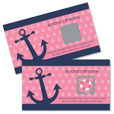 Big Dot of Happiness Ahoy - Nautical Girl - Baby Shower or Birthday Party Game Scratch Off Cards - 22 Count