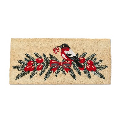 tagltd 1'6"x3'3" Bird On Sprig Berries Rectangle Indoor and Outdoor Estate Coir Door Welcome Mat Multicolored on Beige Background