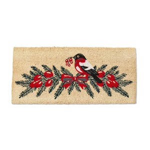 tagltd 1'6"x3'3" Bird On Sprig Berries Rectangle Indoor and Outdoor Estate Coir Door Welcome Mat Multicolored on Beige Background - 1 of 2
