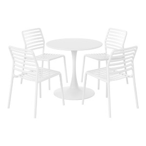 WestinTrends Playa 5-Piece Outdoor Indoor Metal Patio Dining Table Set With Stackable Plastic Patio Side Chairs - 1 of 4