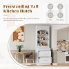 Set of 2 Freestanding Tall Kitchen Pantry with 5 Storage Drawers, Adjustable Shelf, Faux Marble Countertop, Modern Hutch Cabinet-The Pop Home - 2 of 4