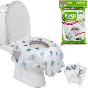 Potty Shields Disposable Toilet Seat Covers for All Ages, 20 Pack - Protect from Public Toilets - Extra Large Waterproof, Portable, Individual Wrapped - 1 of 4