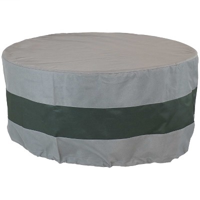 Sunnydaze Outdoor Heavy-Duty Weather-Resistant 300D Polyester Round 2-Tone Fire Pit Cover - 48" x 18" - Gray and Green