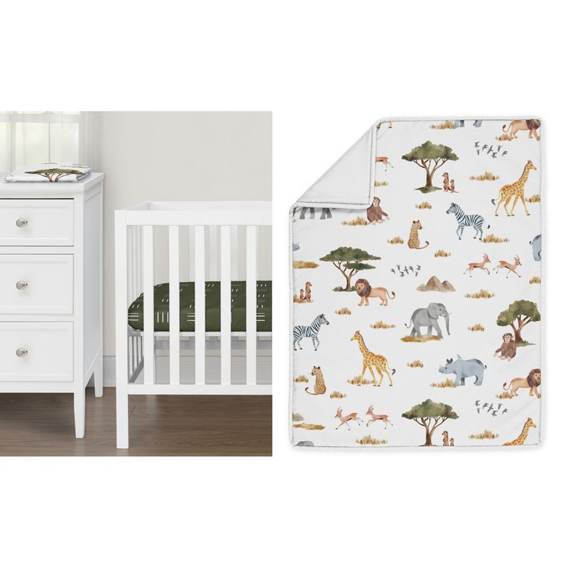 Sweet Jojo Designs Gender Neutral Unisex Baby Mini Crib Bedding Set - Jungle Multicolor 3pc, 1 of 5