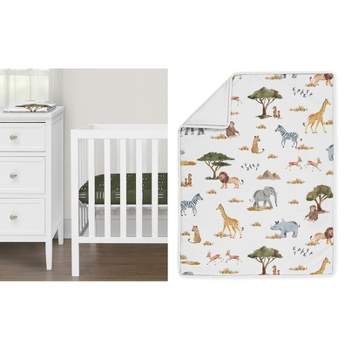 Sweet Jojo Designs Gender Neutral Unisex Baby Mini Crib Bedding Set - Jungle Multicolor 3pc