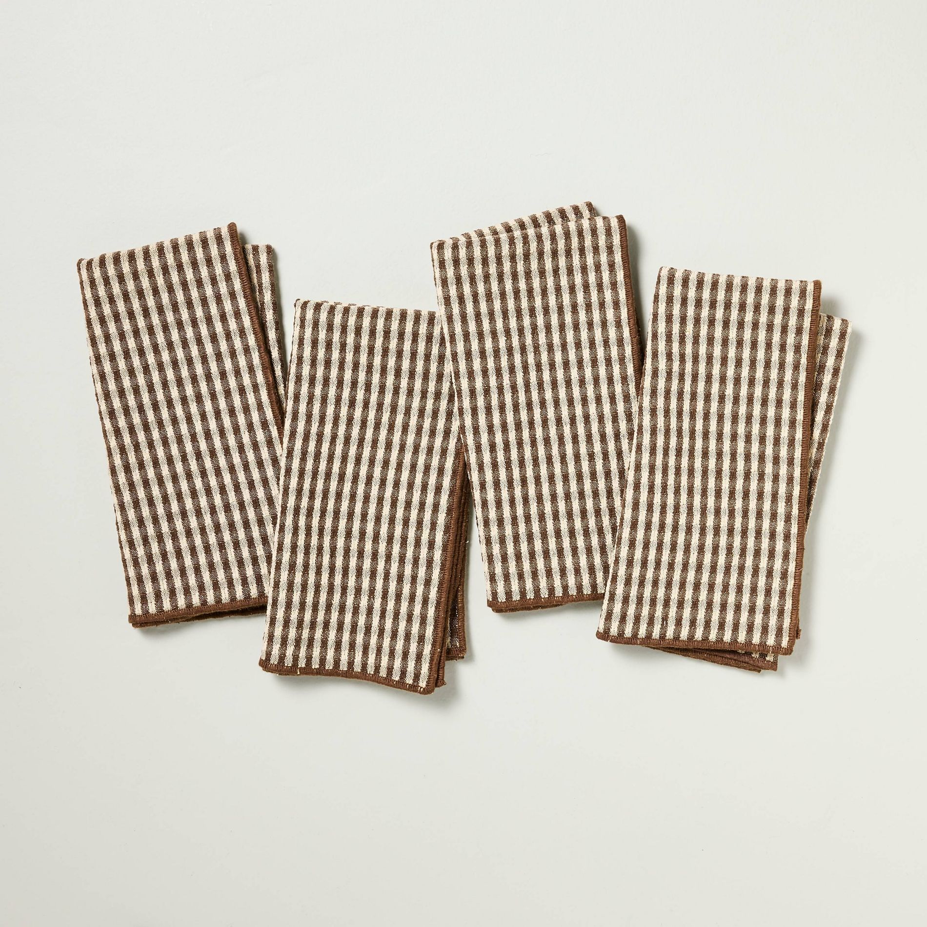 Set of 4 Serged Edge Gingham Cloth Napkins Brown - Hearth & Hand™ with Magnolia