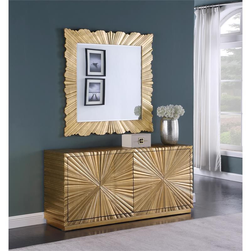 Meridian Furniture Golda Gold Leaf Mirror, 2 of 6