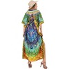 LA LEELA Women's House Daily Routine Evening Wear Maxi Caftan Long Slit Dress Loungewear Dashiki Dresses for Women One Size Multicolored,Abstract - 4 of 4