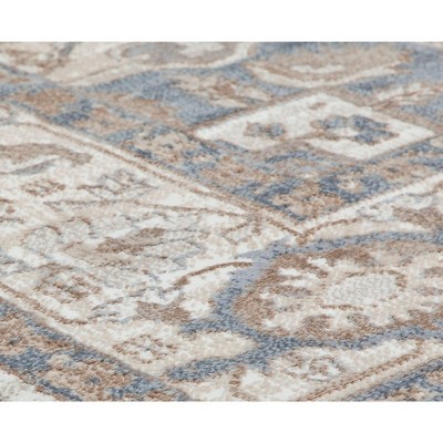 Desert Sand Beige and Slate Floral 5' x 7' Area Rug