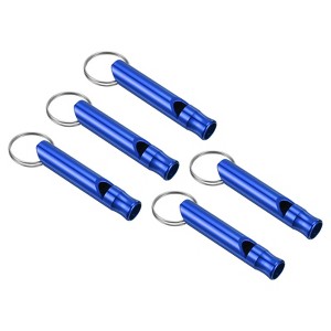 Unique Bargains Aluminum Alloy Camping Hunting Outdoor Survival Signal Whistles with Keychains 5 Pcs - 1 of 4