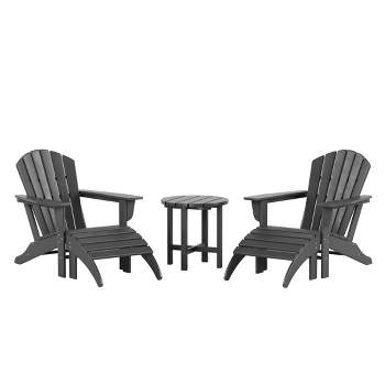 WestinTrends Dylan HDPE Outdoor Patio Adirondack Chairs with Ottomans and Side Table (5-Piece Conversation Set)