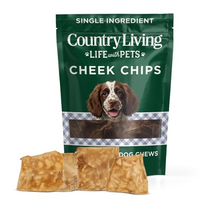 Country Living 4” x 4” Beef Cheek Chip Dog Treats – Chicken Flavor – 5 Count Bag