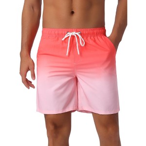 INSPIRE CHIC Men's Gradient Color Drawstring Elastic Waist Lining Summer Swimming Trunks - 1 of 4