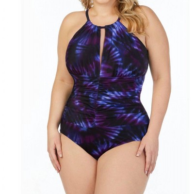 Women's Plus Size Katrina Keyhole High Neck One Piece Swimsuit - Magicsuit