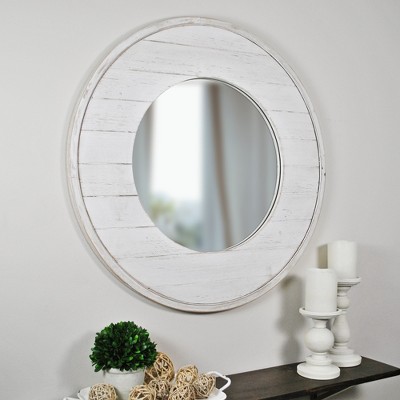 27" x 0.5" x 27" Ellison Farmhouse Shiplap Mirror Aged White - FirsTime & Co.