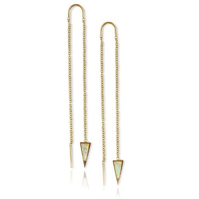 Benevolence LA Opal Threader Earrings Dagger Earrings 14k Gold Dipped