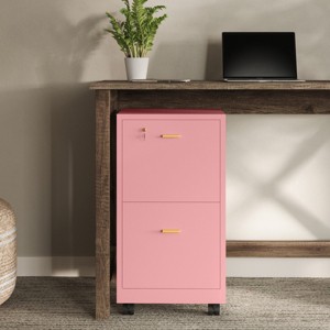 Lavish Home Rolling File Cabinet with Lock - 2 Drawer File Cabinet for Under Desk Storage - 1 of 4