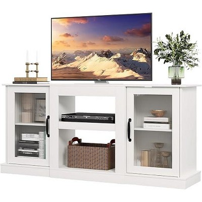 SweDrea White Open Shelves Entertainment Center for Living Room and Bedroom