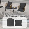 Aghana Digitals 3-Piece PE Wicker Bistro Set with Cushioned Chairs, Tempered Glass Table, Anti-Slip - 3 of 4