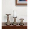 HomeRoots Set of Three Brown Distressed Stone Tabletop Taper Candlesticks - 2 of 4