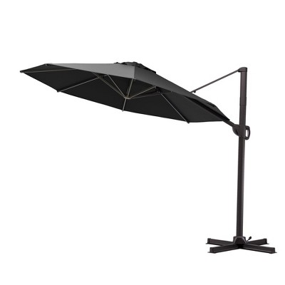 Crestlive Products 10FT Patio Cantilever Umbrella UV30+ Round with 360°Rotation 6 Heights Adjustable Pole Offset Cantilever Outdoor Umbrella