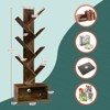 Aoibox 6 Shelf Tall Tree Bookshelf Floor Standing Wood Storage Rack Organizer for Books CDs Movies Rustic Brown - 3 of 4