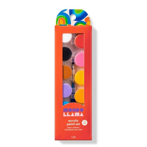 12ct Acrylic Paint Set With Paintbrush - Mondo Llama™ : Target