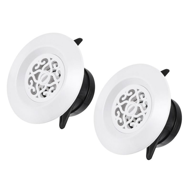 Unique Bargains Bathroom Home Office Adjustable Pattern Screen Grille Cover Louver Round Air Vent 2 Pcs, 1 of 4