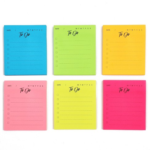 Paper Junkie 6 Pack Small To Notes, Daily Notepad For Memos, 6 Neon Colors, 3 X 3.5 In : Target