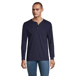 Lands' End Men's Super-T Long Sleeve Henley Shirt - 1 of 3