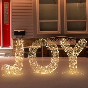 Northlight LED Lighted Twinkle "Joy" Metal Wire Outdoor Christmas Decoration - 16" - Gold - 1 of 4