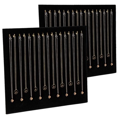 Necklace Organizer - 2-Pack 17 Hooks Velvet Necklace Board Holder, Display Stand